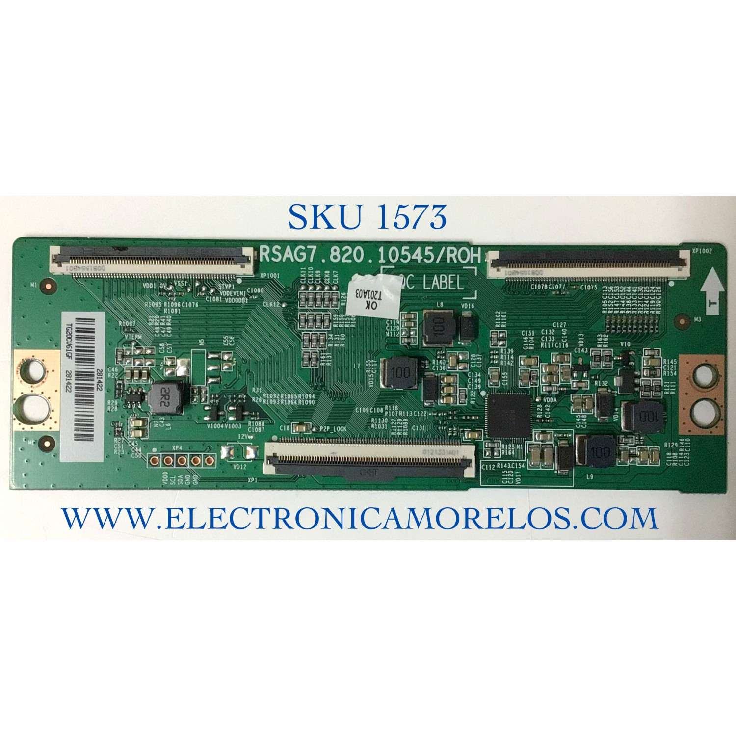 T-CON PARA TV HISENSE NUMERO DE PARTE 281422 / RSAG7.820.10545/ROH / 281422 / TG20CV61GF / PANEL HD425Y1U71-T0L2\S0\GM\ROH / MODELO 43A6G 43A53FUA  / 43A6G